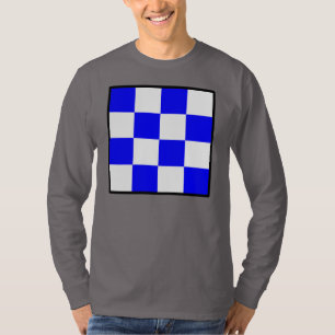 NOVEMBER Blue White Checked Square T-Shirt