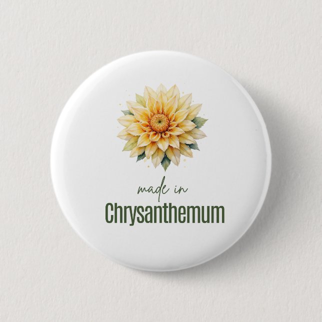 November Chrysanthem  Birth Flower Flat Thank You  Button (Vorderseite)
