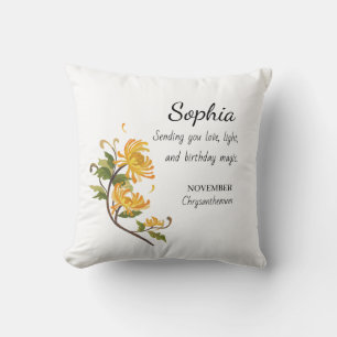 November-Chrysantheme Personalisierter Geburtstag Kissen
