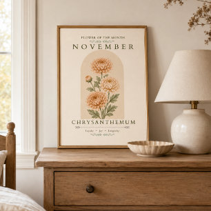 November-Chrysanthemen-Geburtsblumenposter Poster