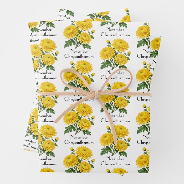 November-Chrysanthemenblüten Geschenkpapier Set (Beispiel)