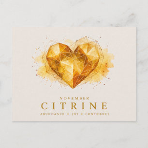 November Citrin Herz Geburtsstein Postkarte