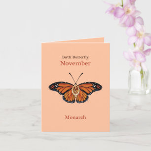 November Citrine Gemstone Monarch Butterfly Design Karte