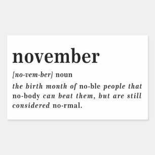 November Definition Geburtstag Rechteckiger Aufkleber