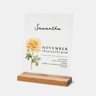 November Geburtsmonat Blume Chrysanthemum Acrylschild