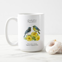 November Geburtsmonat Blume Chrysanthemum Birds Kaffeetasse