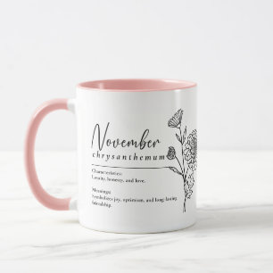November Geburtsmonat Blume Chrysanthemum Minimal Tasse