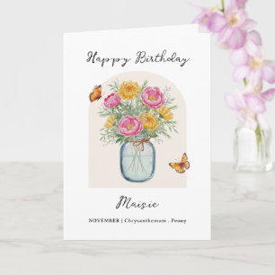 November-Geburtsmonats-Blumen-Geburtstag Karte
