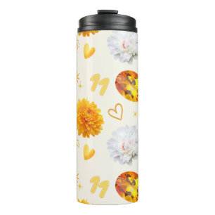 November Geburtsstein & Blume Citrin & Chrysanth Thermosbecher