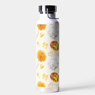 November Geburtsstein & Blume | Citrin & Chrysanth Trinkflasche