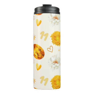 November Geburtsstein & Blume Wasserfarbe Thermosbecher