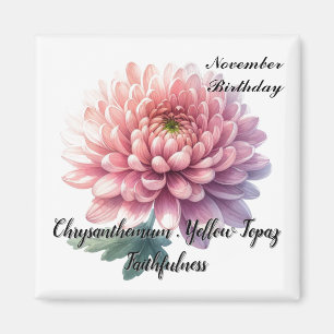 November Geburtsstein Topas Chrysantheme  Magnet