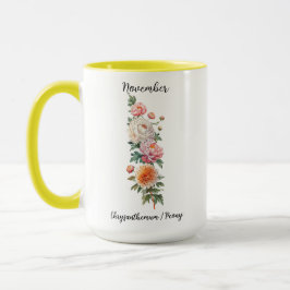 November Geburtstag Blume Chrysanthemum und Peony Tasse