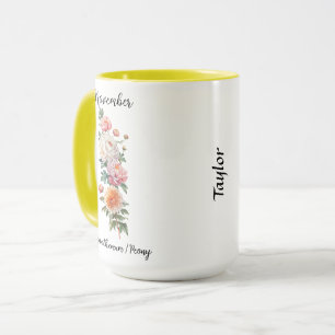 November Geburtstag Blume Chrysanthemum und Peony Tasse