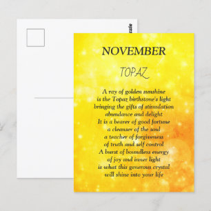 November Geburtstags-Birthstone Topas  Postkarte