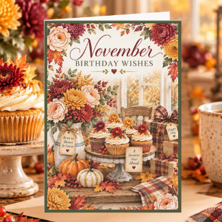 November Geburtstagswünsche Herbst-Cupcakes Geburt Karte