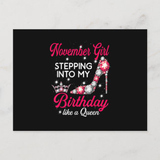 November Girl Stepping Into My Birthday high heels Postkarte
