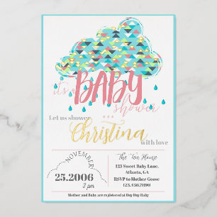 November Gold Foil Modern Baby Shower Einladung