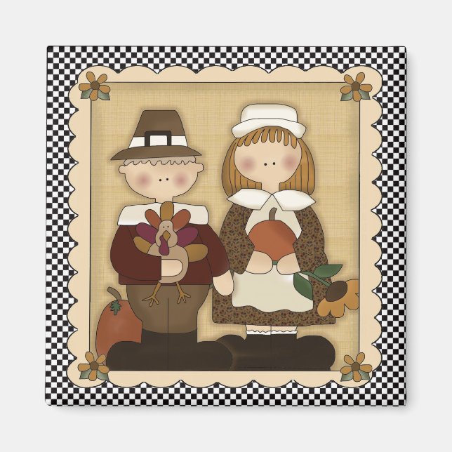 November Holiday Pilgrim Erntedank Magnet (Vorne)