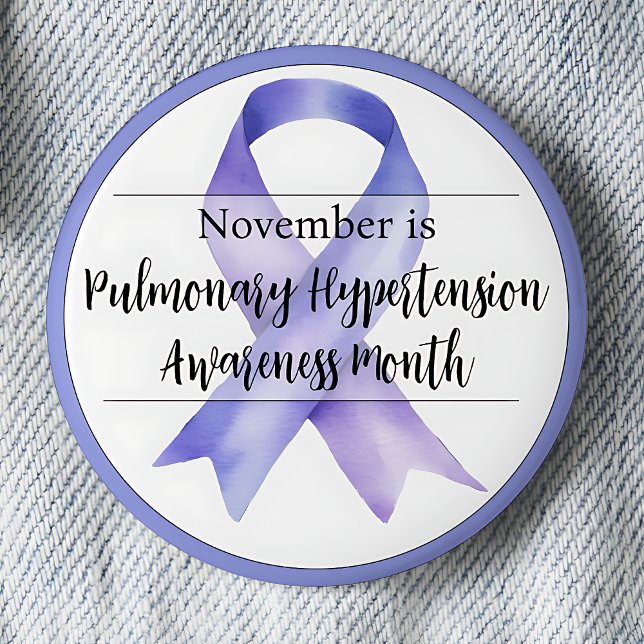 November Lungenhypertonie Button (Periwinkle awareness ribbon.  November is Pulmonary Hypertension Awareness Month.)