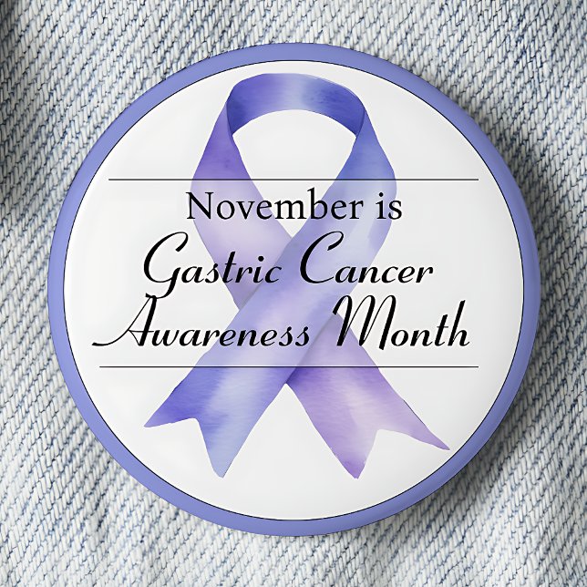 November Magenstockkrebs Monat Button (Periwinkle awareness ribbon.  November is Gastric (stomach) Cancer Awareness Month.)