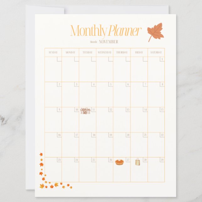 November-Monatsplaner (Vorderseite)