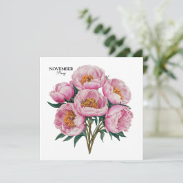 November Peony Bloom - Personalisiertes Geburtstag Einladung