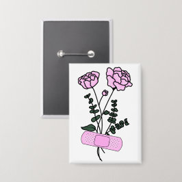 November Peony Blume Bandaid Button