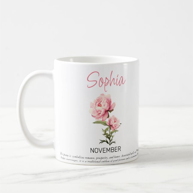 November Personalisierte Birth Blume Kaffee Tasse (Links)