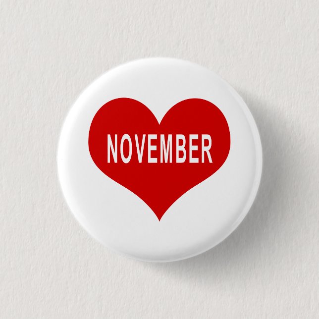 NOVEMBER Red Liebe Heart Button (Vorderseite)