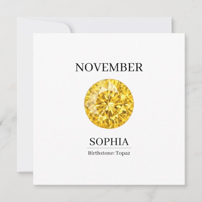 November Topas Personalisierter Geburtstag Karte (Vorderseite)