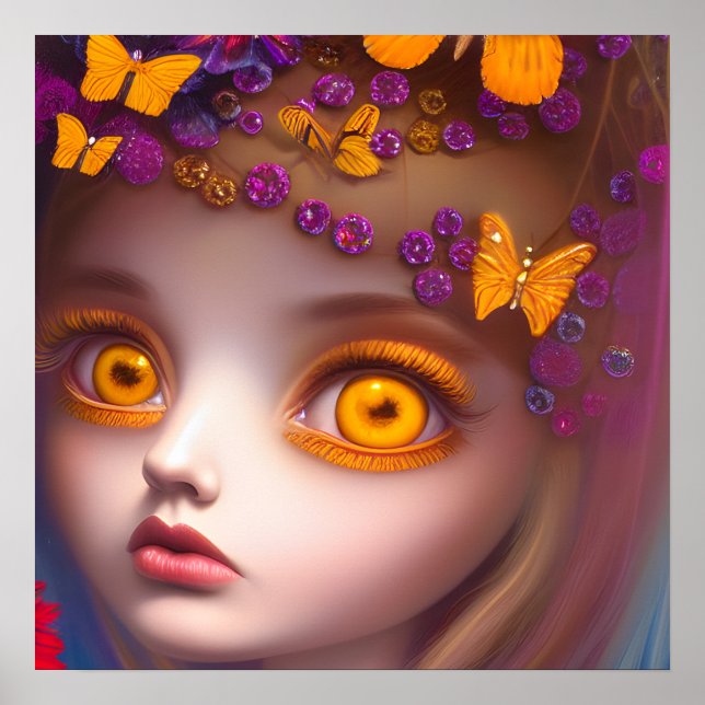 November Topaz Eyes Birthstone Butterfly Girl Poster (Vorne)