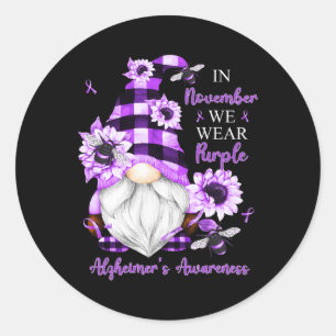 November We Wear Lila Gnomes Alzheimerheimer Awa Runder Aufkleber