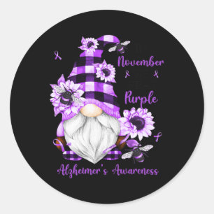 November We Wear Lila Gnomes Alzheimerheimer Awa Runder Aufkleber