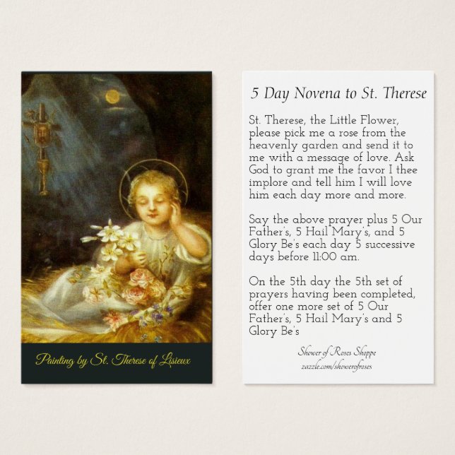Novena Holy Card of St. Therese Malerei (Vorne & Hinten)