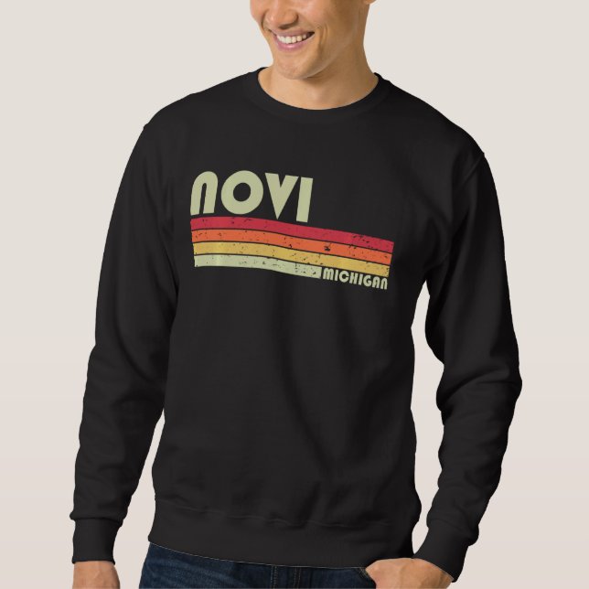Novi Mi Michigan Funny City Zuhause Roots Retro 70 Sweatshirt (Vorderseite)