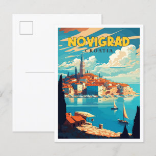 Novigrad Kroatien Vintage-Reiseillustration Postkarte