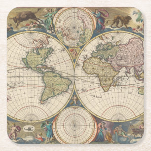 Novissima Totius Terrarum Orbis Tabula Rechteckiger Pappuntersetzer