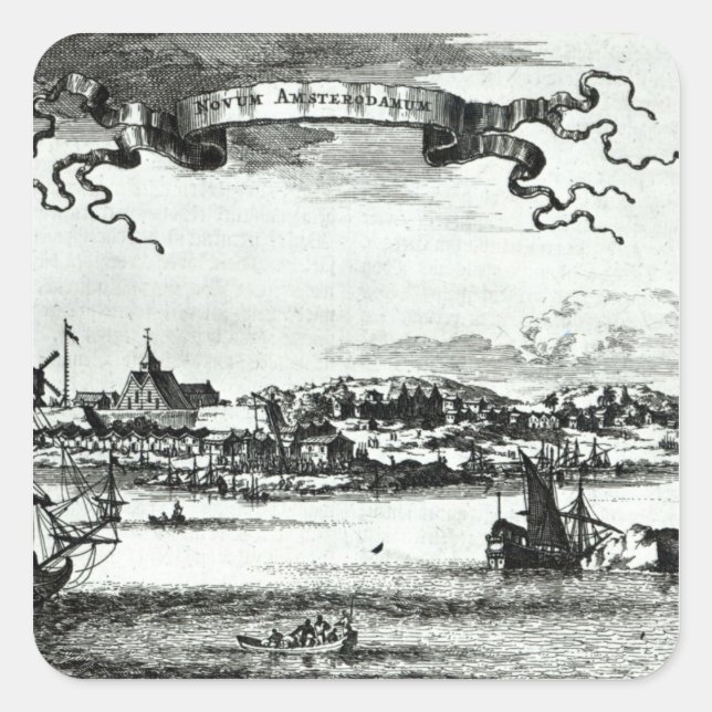 Novum Amsterdam, c.1667 Quadratischer Aufkleber (Vorderseite)
