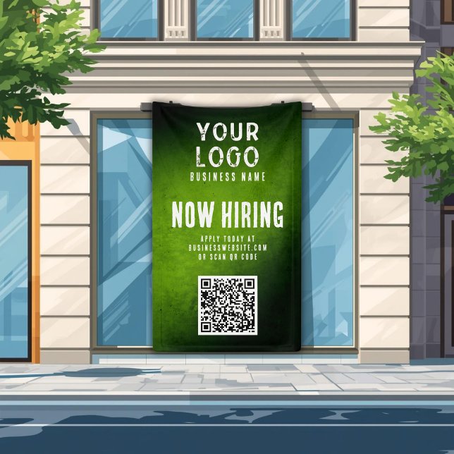 Now Hiring Banner QR Code Green Grunge Gradient (Von Creator hochgeladen)