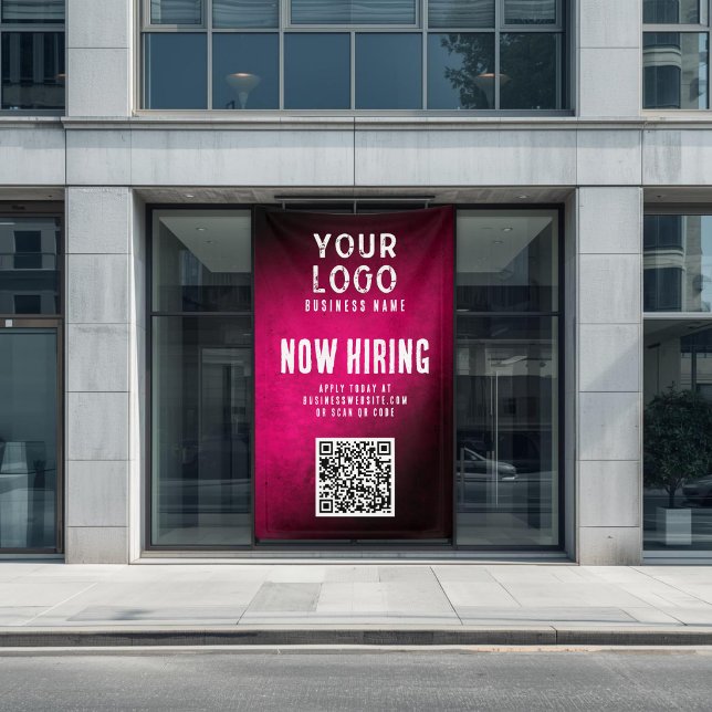 Now Hiring Banner QR Code Magenta Grunge Gradient (Von Creator hochgeladen)