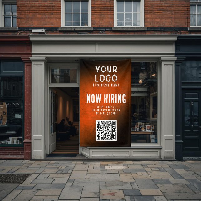 Now Hiring Banner QR Code Orange Grunge Gradient (Von Creator hochgeladen)