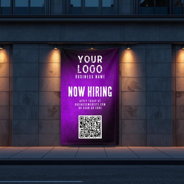 Now Hiring Banner QR Code Purple Grunge Gradient (Von Creator hochgeladen)