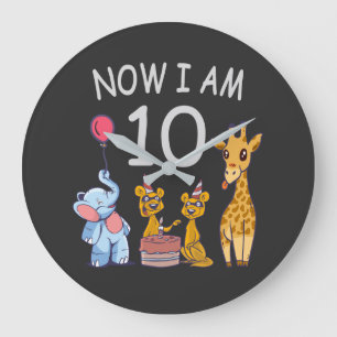 Now I am 10 years old 10th Birthday at the Zoo Große Wanduhr