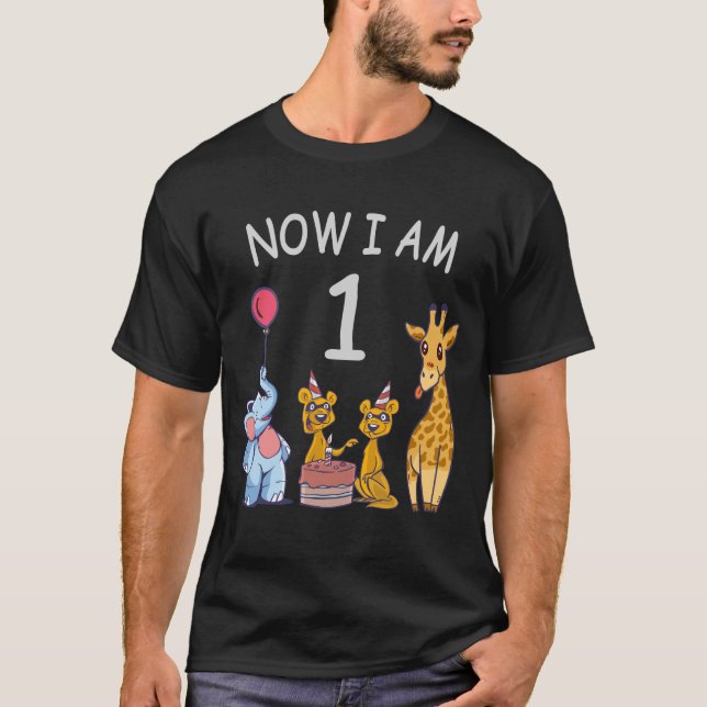 Now I am 1 year old 1st Birthday at the Zoo T-Shirt (Vorderseite)