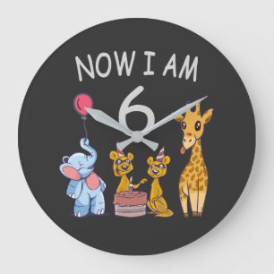 Now I am 6 years old 6th Birthday at the Zoo Große Wanduhr