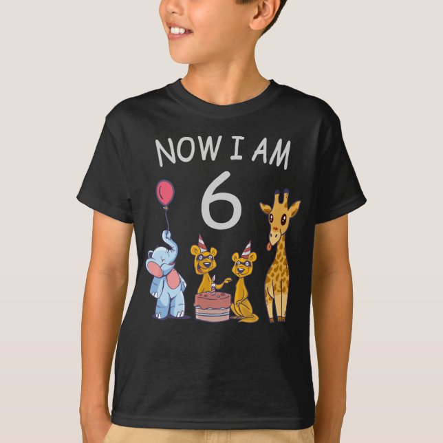 Now I am 6 years old 6th Birthday at the Zoo T-Shirt (Vorderseite)
