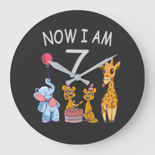 Now I am 7 years old 7th Birthday at the Zoo Große Wanduhr