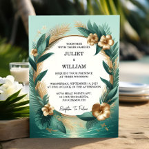 Now Wreath Palm Tree Beach Green And Gold Wedding