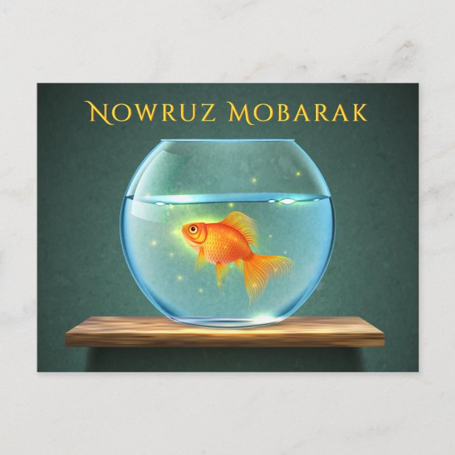 Nowruz Mobarak Goldfish in Bowl Postkarte (Vorderseite)